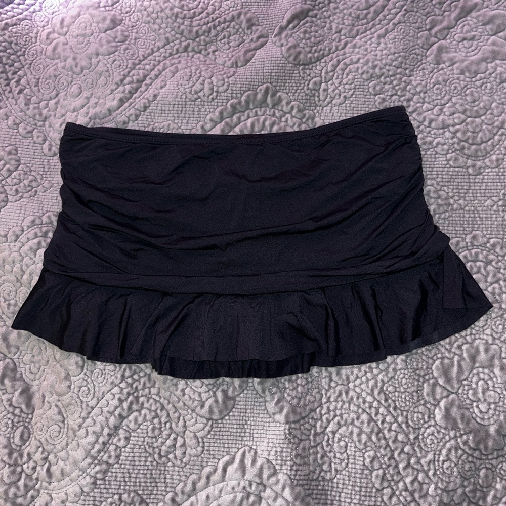 La Blanca Black Island Goddess Ruffle Skirted Swim Bottoms